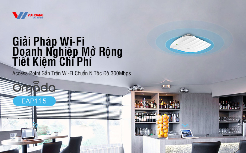 Access Point Wi-Fi Gắn Trần Chuẩn N Tốc Độ 300Mbps TP-LINK TL-EAP115