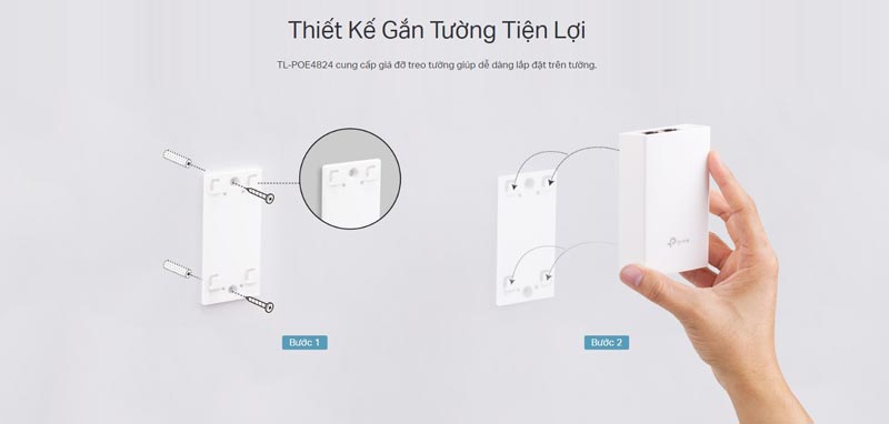 TP-LINK TL-POE10R - Thiết Kế Gắn Tường Tiện Lợi