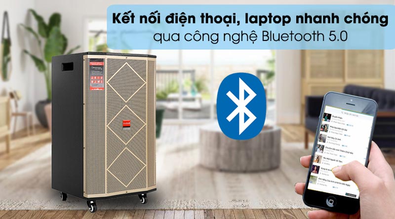 Loa kéo Karaoke Mobell MK-7080 - Kết nối điện thoại, laptop đơn giản và nhanh chóng qua Bluetooth 5.0
