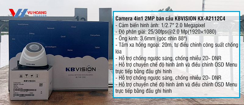 Camera bán cầu Analog HD KBVISION 2MP giá rẻ