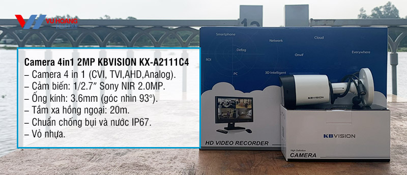 Camera thân trụ Analog HD KBVISION 2MP giá rẻ