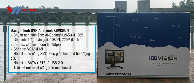 Đầu ghi hình 8 kênh Analog HD KBVISION 2MP giá rẻ