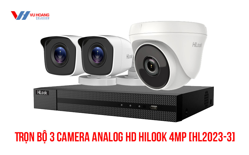 Lắp đặt trọn bộ 3 camera Analog HD HiLook 4MP giá rẻ [HL2023-3]. Hotline 19009259