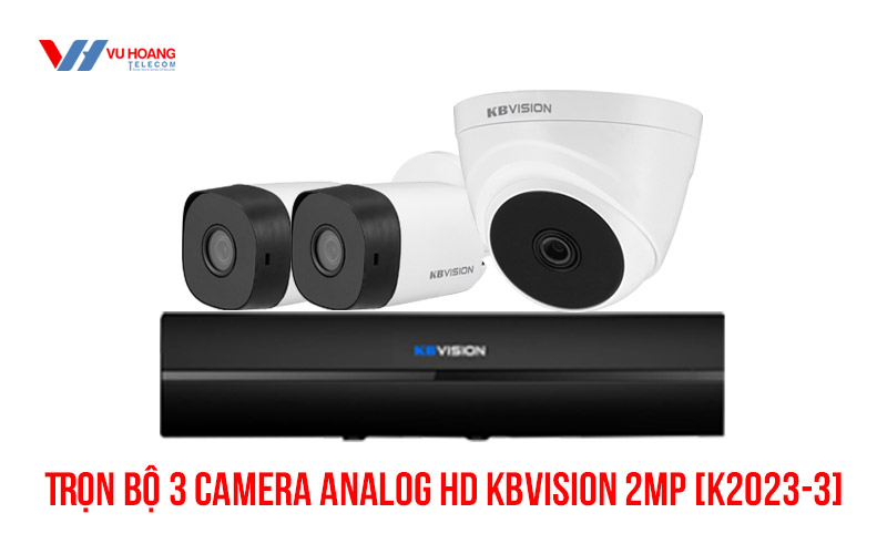 Trọn bộ 3 camera Analog HD KBVISION 2MP [K2023-3]
