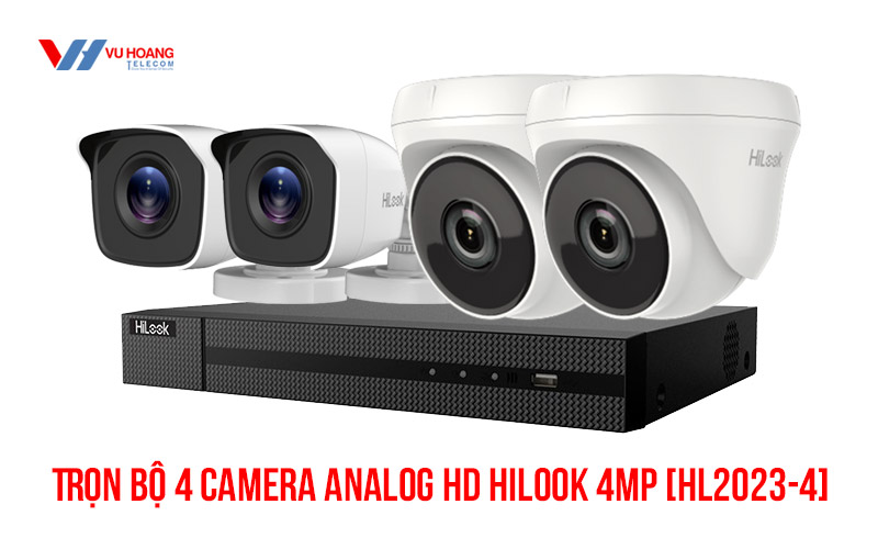 Lắp đặt trọn bộ 4 camera Analog HD HiLook 4MP giá rẻ [HL2023-4]. Hotline 19009259