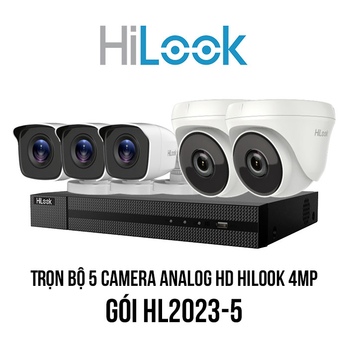 Trọn bộ 5 camera Analog HD HiLook 4MP giá rẻ [HL2023-5]