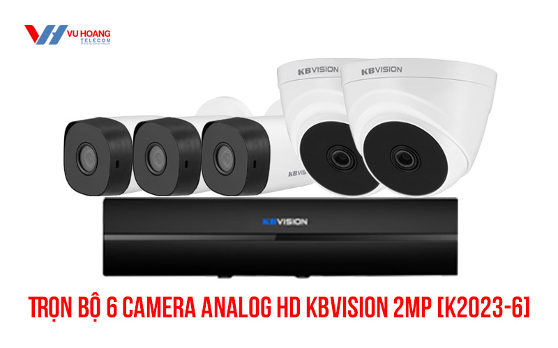 Lắp đặt trọn bộ 6 camera Analog HD KBVISION 2MP [K2023-6]. Hotline 19009259