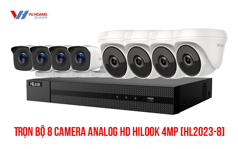 Lắp đặt trọn bộ 8 camera Analog HD HiLook 4MP giá rẻ [HL2023-8]. Hotline 19009259