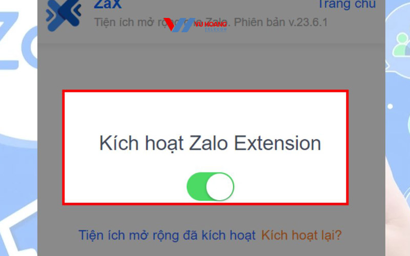 kich hoat zalo extension