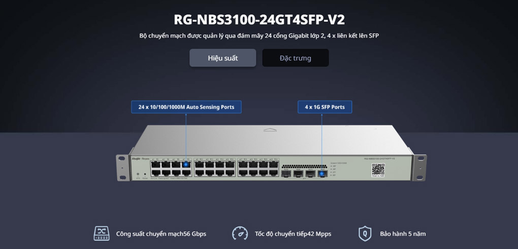 Smart Managed Switch 24 Cổng RUIJIE RG-NBS3100-24GT4SFP-V2