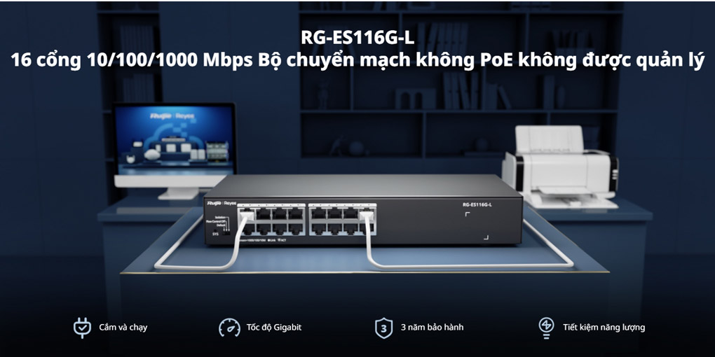 Bán Unmanaged switch 16 cổng RUIJIE RG-ES116G-L giá rẻ