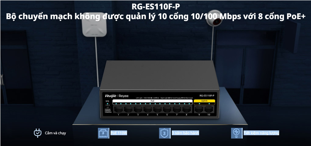 Bán Unmanaged switch 8 cổng RUIJIE RG-ES110F-P giá rẻ