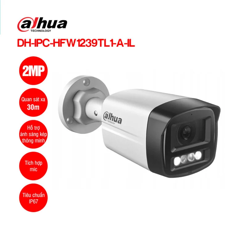 Camera IP 2MP DAHUA DH-IPC-HFW1239TL1-A-IL có mic