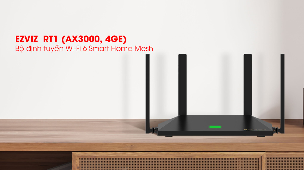 Router 1800Mps WiFi 6 EZVIZ CS-RT1 tốc độ nhanh, phủ sóng xa