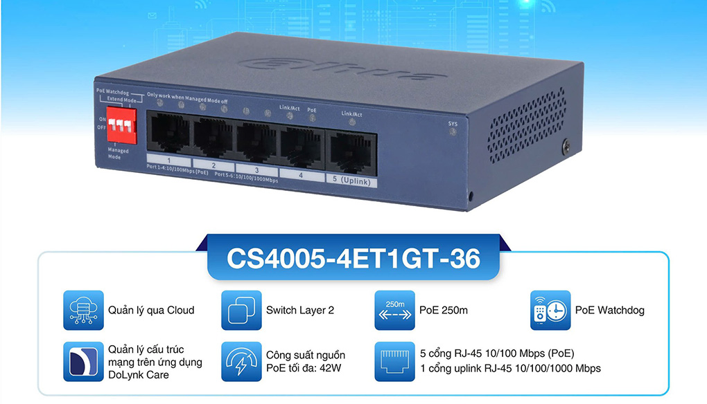 Switch 6 cổng DAHUA DH-CS4006-4ET2GT-36 giá rẻ