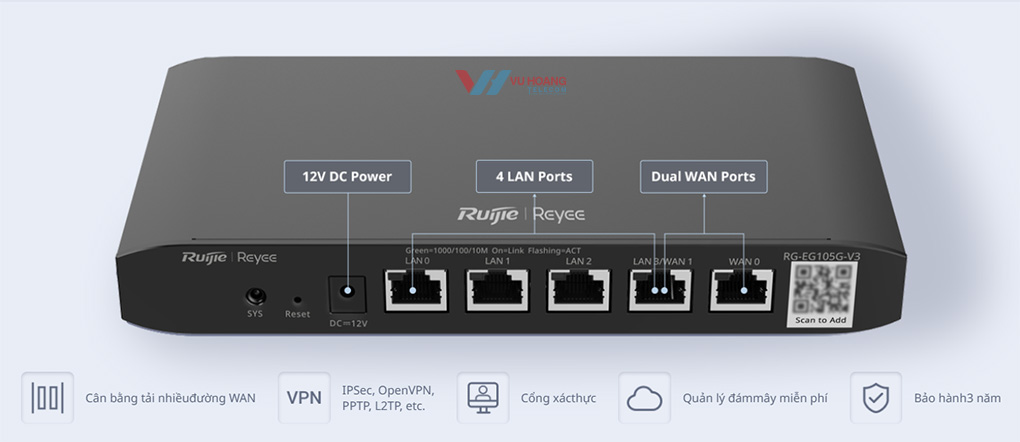Router Ruijie RG-EG105G-V3 Hiệu suất cao, giá tốt tại Vũ Hoàng Telecom