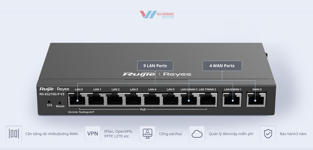 Mua Router Ruijie RG-EG210G-P-V3 chính hãng, giá tốt tại Vũ Hoàng Telecom