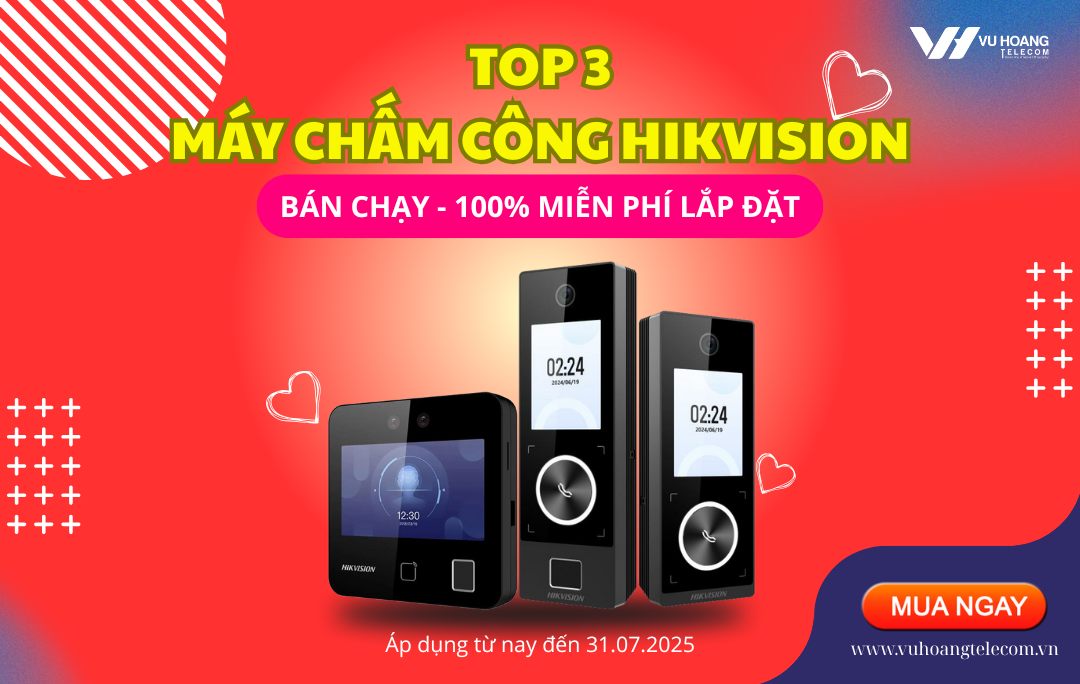 Top 3 máy chấm công Hikvision miễn phí lắp đặt