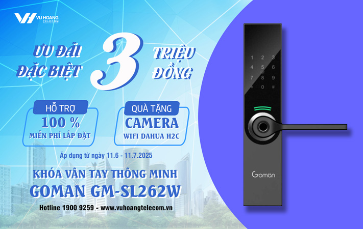 Khuyến mãi khóa cửa vân tay GOMAN GM-SL262W 3 triệu