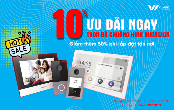 Ưu đãi bộ chuông hình Hikvision giảm 10%