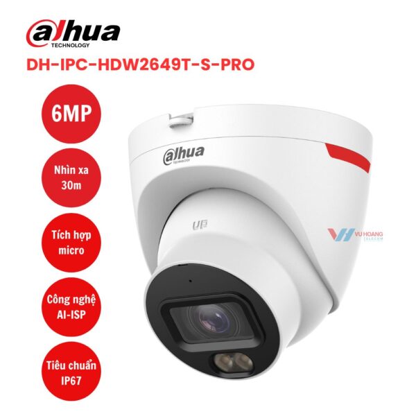 Camera Dahua IPC-HDW2649T-S-PRO 6MP ban đêm rõ màu
