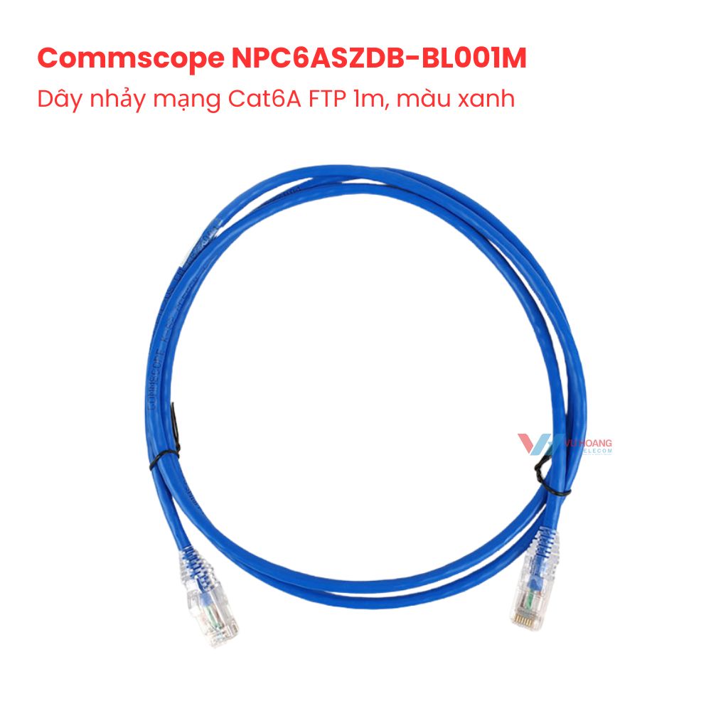 Dây nhảy mạng Cat6A FTP 1m, màu xanh AMP/Commscope NPC6ASZDB-BL001M