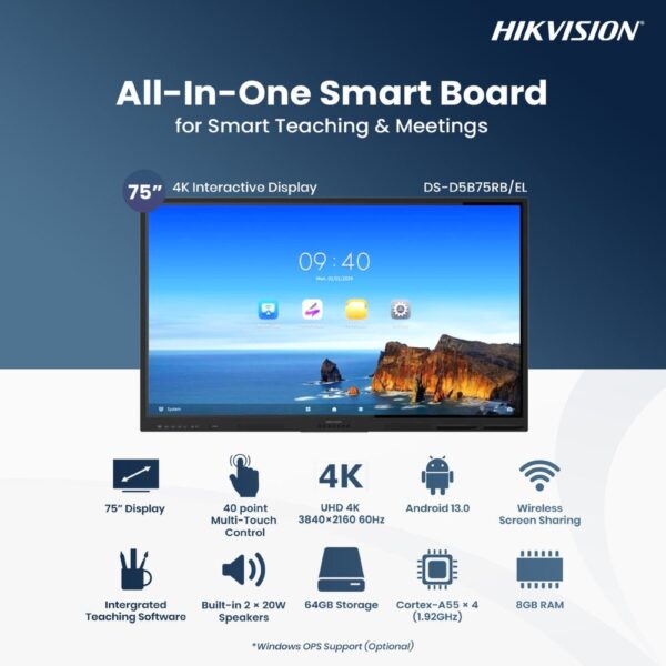 Màn hình tương tác 75 inch HIKVISION DS-D5B75RB/EL giá tốt