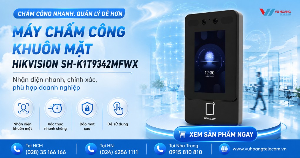Máy chấm công HIKVISION SH-K1T9342MFWX nhận diện nhanh