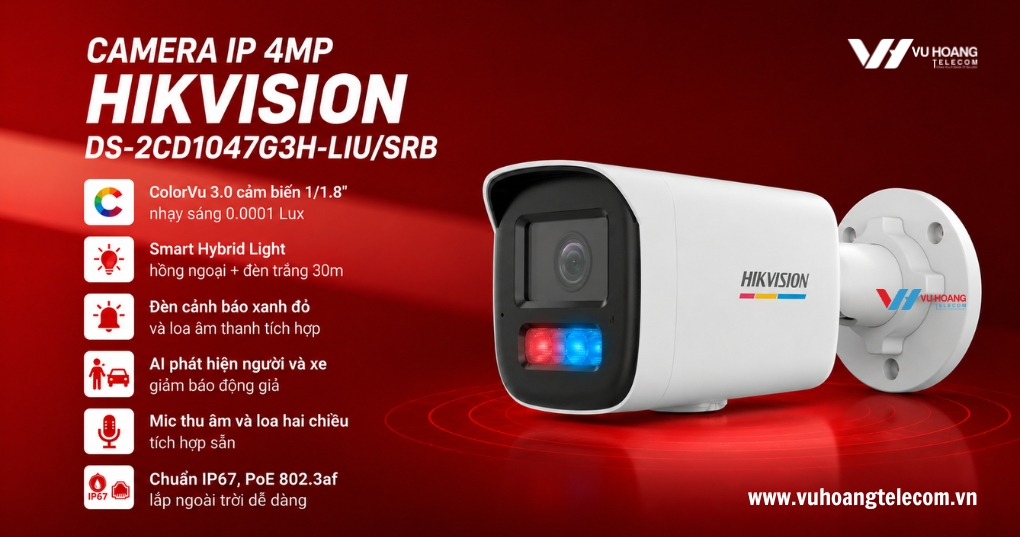 Camera HIKVISION DS-2CD1047G3H-LIU/SRB - ColorVu 4MP