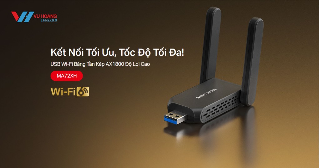 USB WiFi Mercusys MA72XH AX1800, driver sẵn, High-Gain, USB 3.0, WPA3