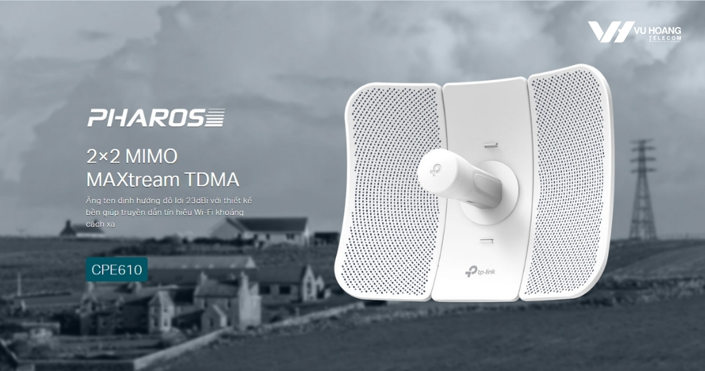 TP-LINK CPE610 | Phát WiFi Ngoài Trời 23dBi 30km 300Mbps