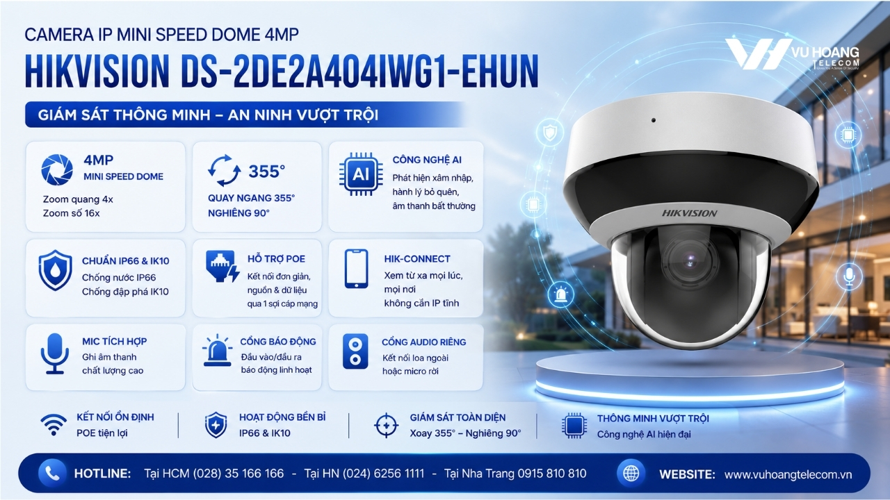 Camera Hikvision DS-2DE2A404IWG1-EHUN Mini PTZ 4MP