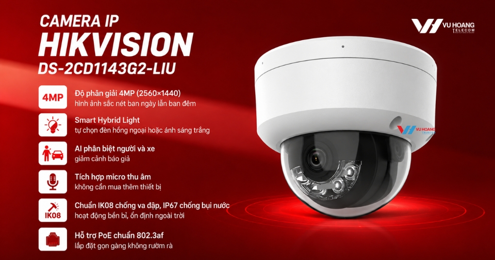 Camera IP 4MP bán cầu Hikvision DS-2CD1143G2-LIU