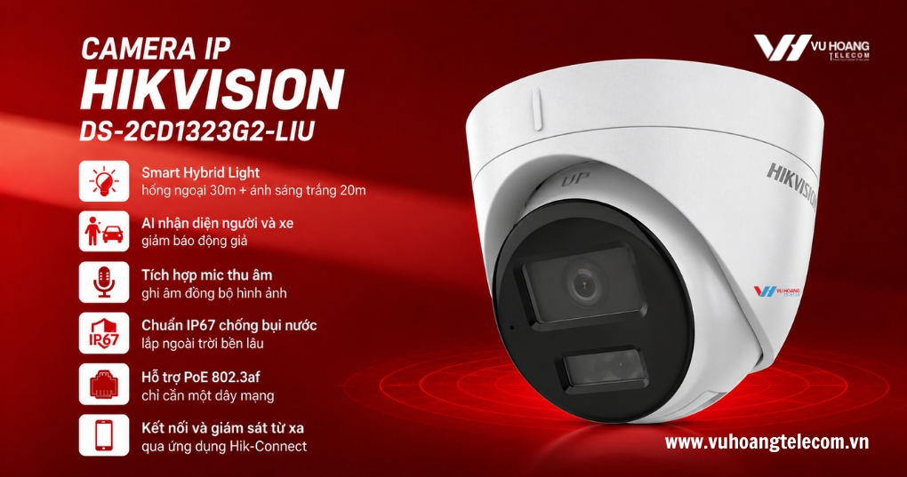 Camera HIKVISION DS-2CD1323G2-LIU - Turret 2MP Giá Tốt