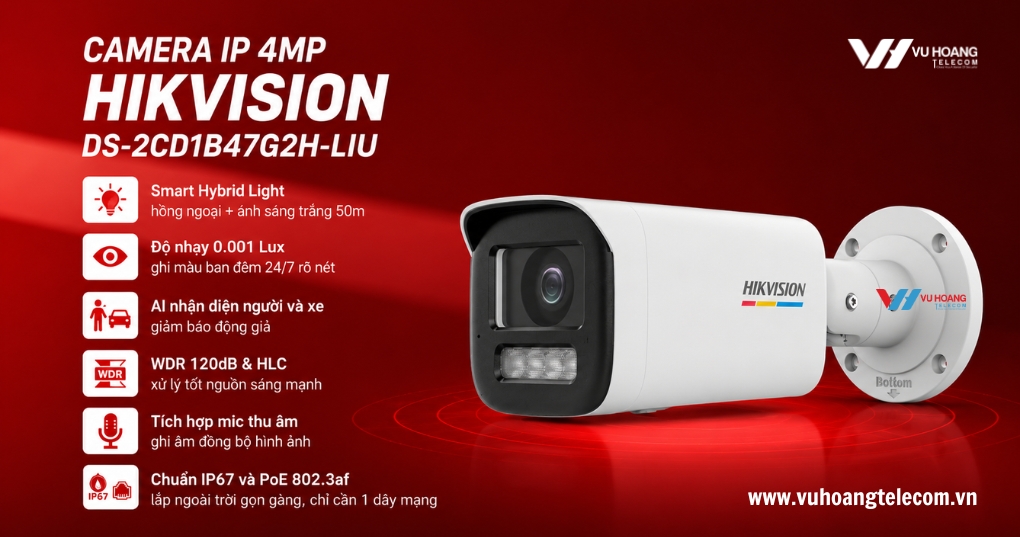 Camera HIKVISION DS-2CD1B47G2H-LIU - Thân Trụ 4M Giá Tốt
