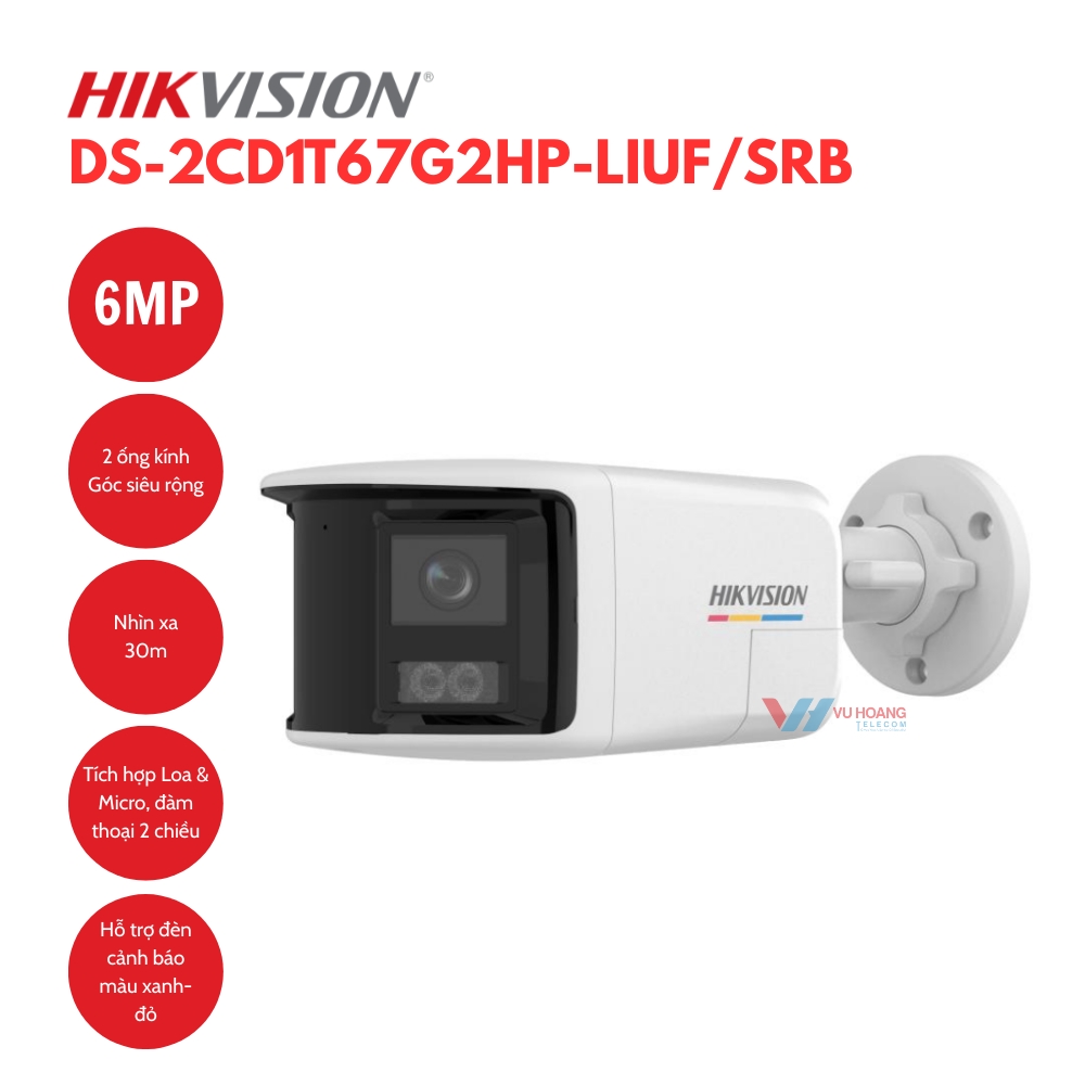 Camera HIKVISION DS-2CD1T67G2HP-LIUF/SRB 6MP