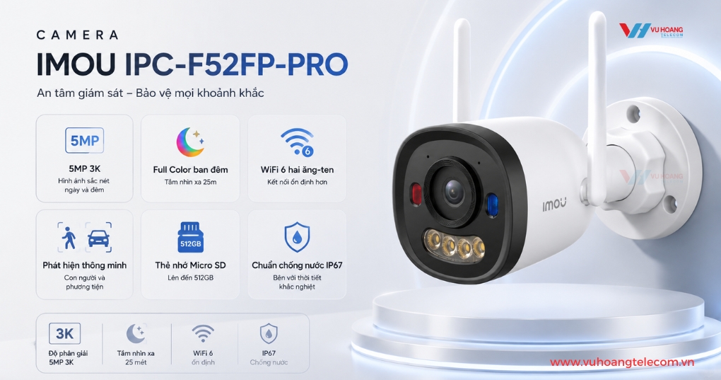 Camera Wifi IMOU IPC-F52FP-PRO Full Color 5MP Ngoài Trời