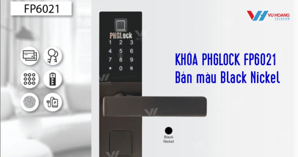 PHGLock FP6021-BN - Khóa Cửa Gỗ Có App Điều Khiển