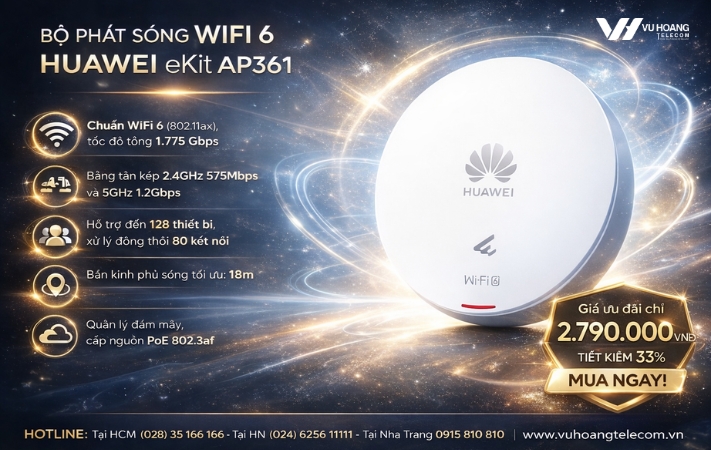 Bộ phát sóng Wifi 6 HUAWEI eKit AP361 giá tốt tại Vũ Hoàng Telecom