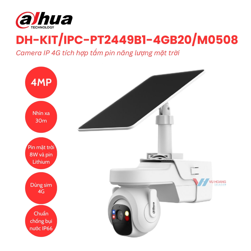 Camera 4G Dahua DH-KIT/IPC-PT2449B1-4GB20/M0508 4MP