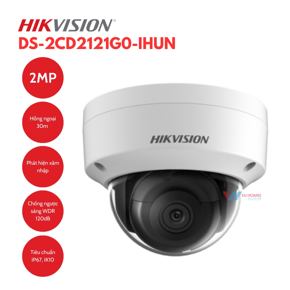 Camera HIKVISION DS-2CD2121G0-IHUN - Dome 2MP