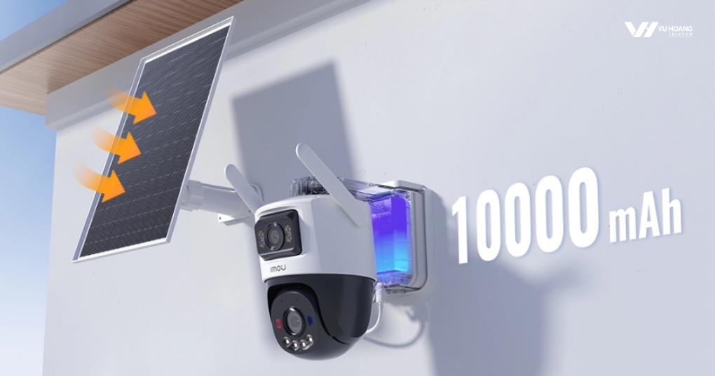 Pin 10000mAh tích trữ điện để camera hoạt động liên tục qua đêm và ngày âm u