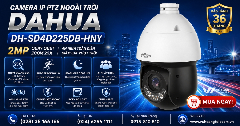 Camera PTZ Dahua DH-SD4D225DB-HNY Zoom 25X Auto Track