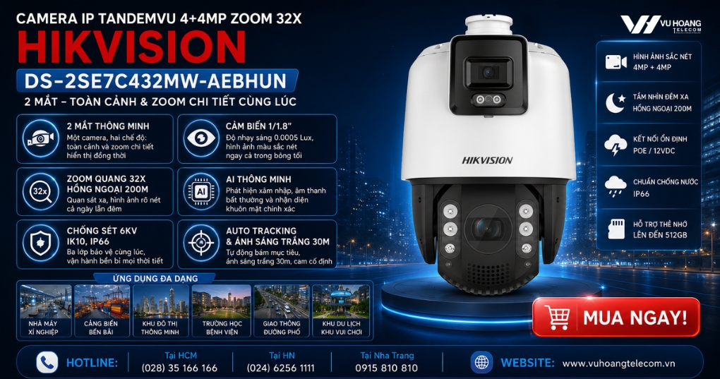 Camera TandemVu Hikvision DS-2SE7C432MW-AEBHUN 4MP giá tốt