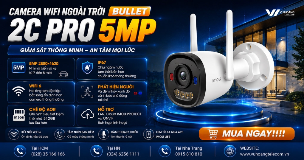Imou Bullet 2C Pro 5MP - Camera Wifi 6 Ngoài Trời IP67
