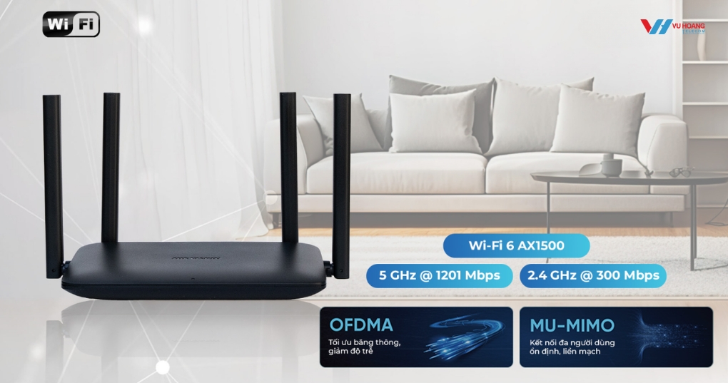 Router Wifi HIKVISION DS-3WR15X - Gigabit, Quản Lý Qua App