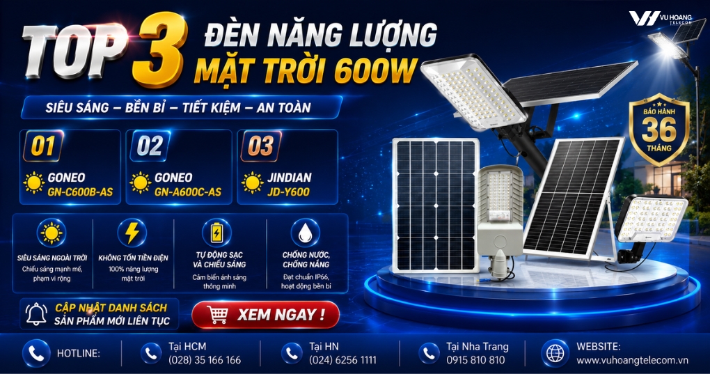 Top Đèn Năng Lượng Mặt Trời 600W Sáng Mạnh, Dùng Bền Lâu