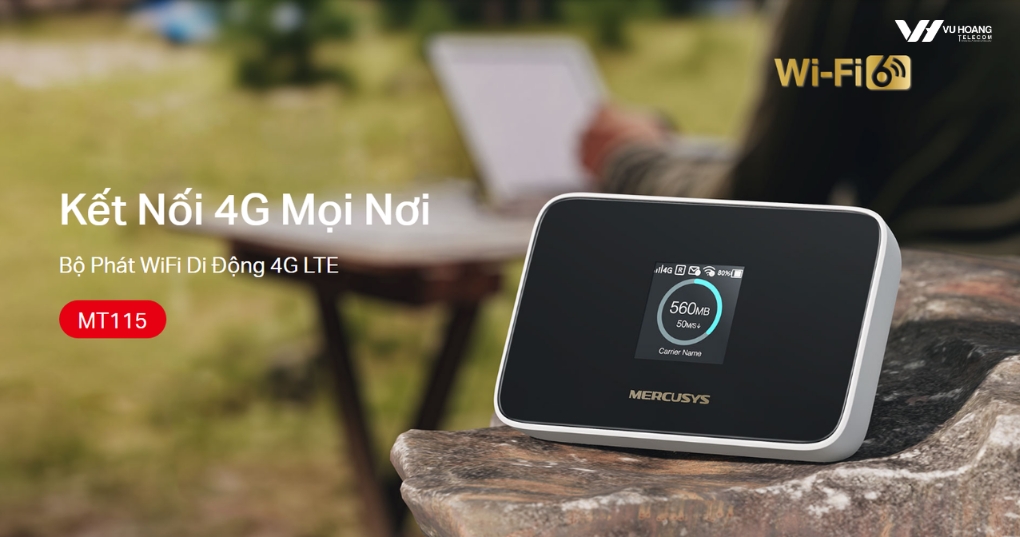 Bộ Phát WiFi 4G Mercusys MT115 - Pin 10 Giờ Di Động
