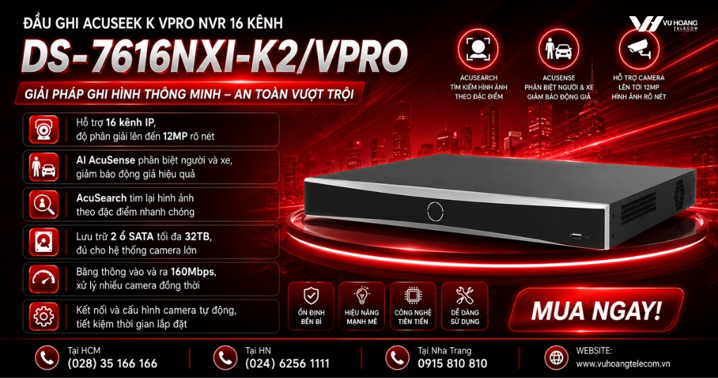 Đầu Ghi Hikvision DS-7616NXI-K2/VPro 16 Kênh AcuSense