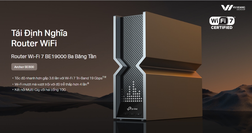 Router Wifi TP-LINK Archer BE800 - Wi-Fi 7 BE19000 3 Băng